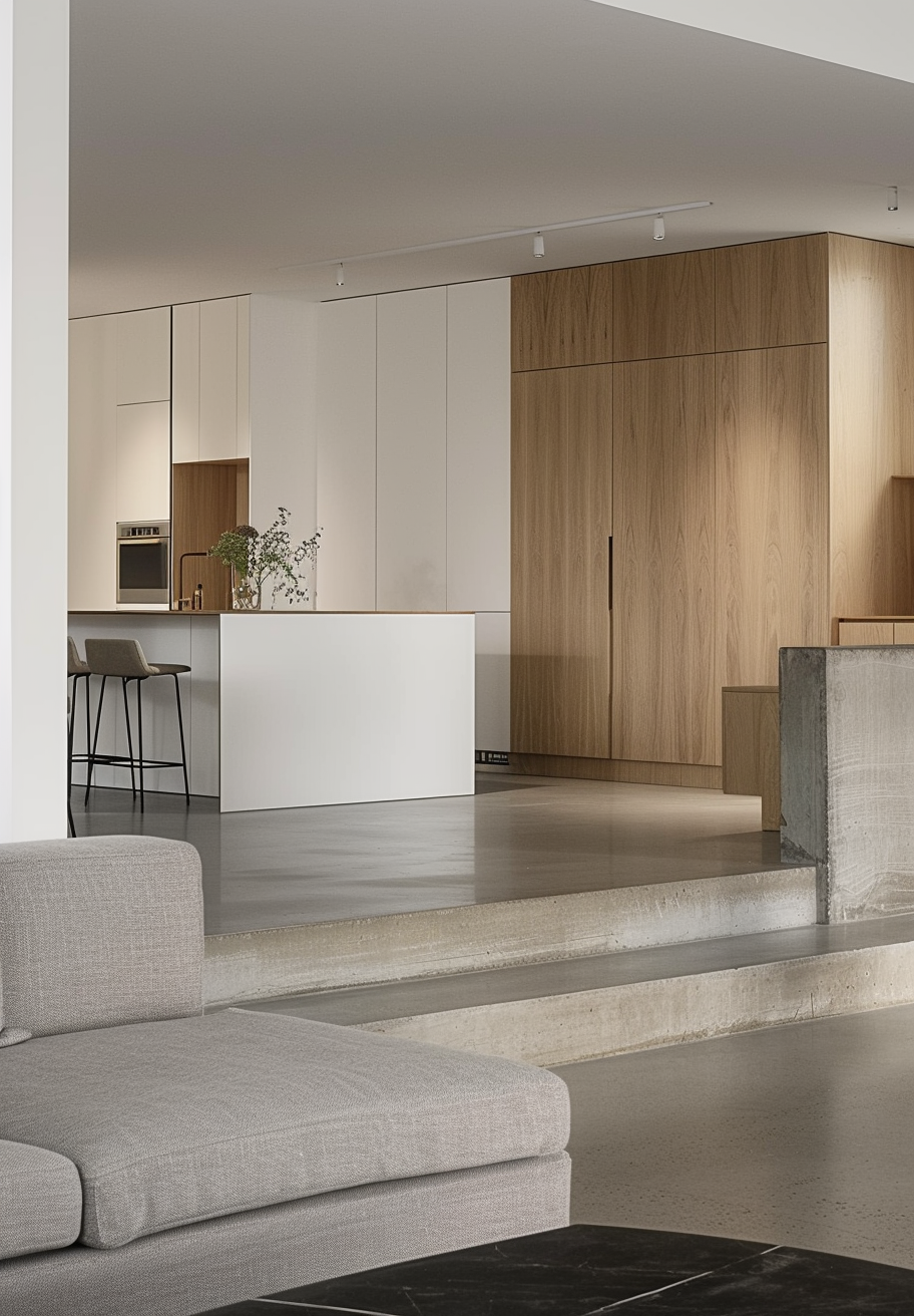 Moderne woonkamer met veel invallend licht door de toepassing van een lichtstraat.